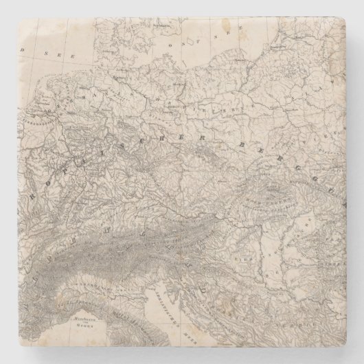 Berge und Flüsse von Europa Steinuntersetzer (Vorderseite)
