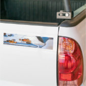 Berge und Häuser im Schnee, Winterlandschaft Autoaufkleber (Auf Lkw)