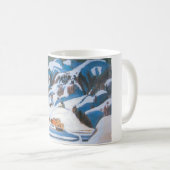 Berge und Häuser im Schnee, Winterlandschaft Kaffeetasse (VorderseiteRechts)