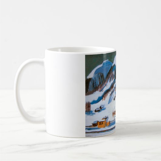 Berge und Häuser im Schnee, Winterlandschaft Kaffeetasse (Links)