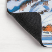 Berge und Häuser im Schnee, Winterlandschaft Mousepad (Ecke)