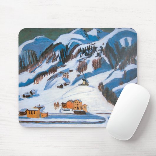 Berge und Häuser im Schnee, Winterlandschaft Mousepad (Mit Mouse)