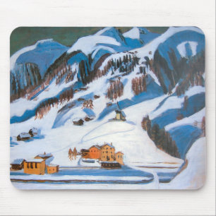 Berge und Häuser im Schnee, Winterlandschaft Mousepad