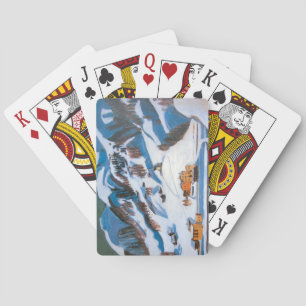 Berge und Häuser im Schnee, Winterlandschaft Spielkarten
