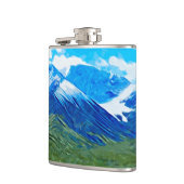 Berge und Himmel von Denali Alaska Abstrakt Flachmann (Links)