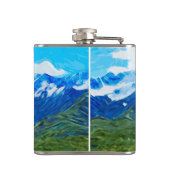 Berge und Himmel von Denali Alaska Abstrakt Flachmann (Rückseite)