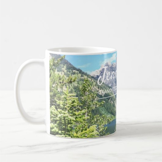 Berge und Jenny See großartiger Teton Nationalpark Kaffeetasse (Links)
