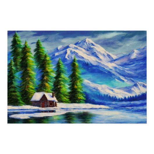 Berge und Kabine Poster (Vorderseite)
