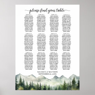 Berge und Kiefern 12 Tische Hochzeitsbestuhlung Poster