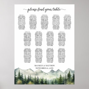 Berge und Kiefern 13 Tische Hochzeitsbestuhlung Poster