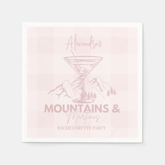 Berge und Martinis Bachelorette Serviette (Vorderseite)