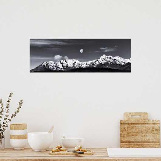 Berge und Mond Poster (Küche)