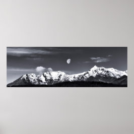 Berge und Mond Poster