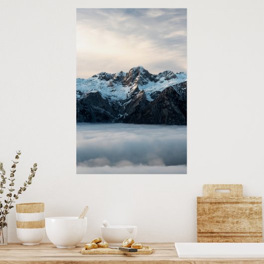 Berge und Nebel Poster (Küche)