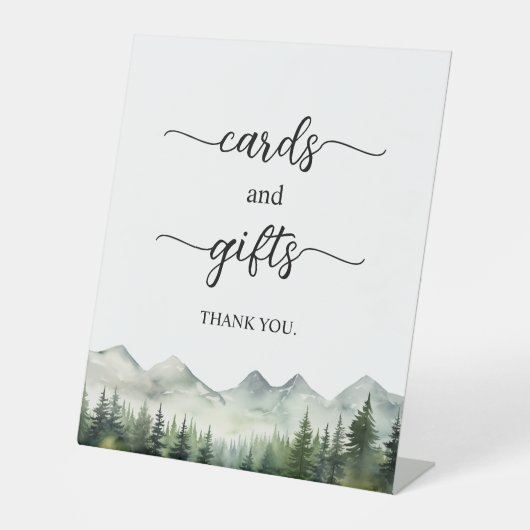 Berge und Pinien Elegante Karten und Geschenke Sockelschild (Vorderseite)