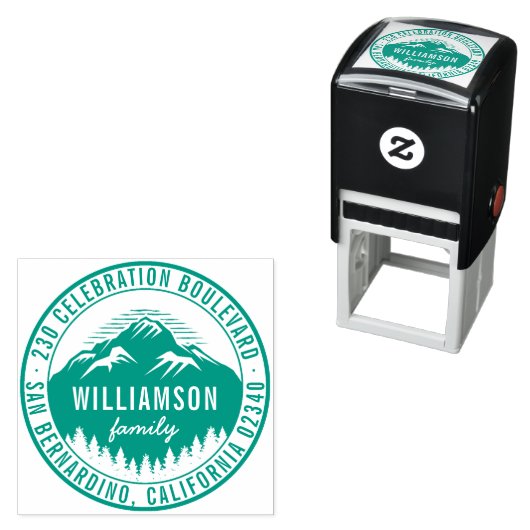 Berge und Pinienbäume Rustikale Rücksendeadresse Permastempel (Beispiel)