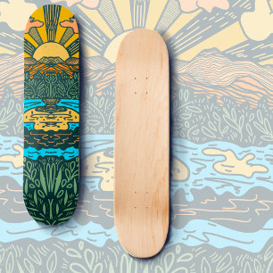 Berge und Sonne Skateboard