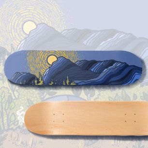 Berge und Sonne Skateboard