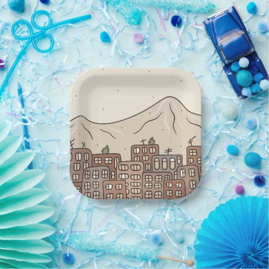 Berge und Stadt Pappteller (Party)