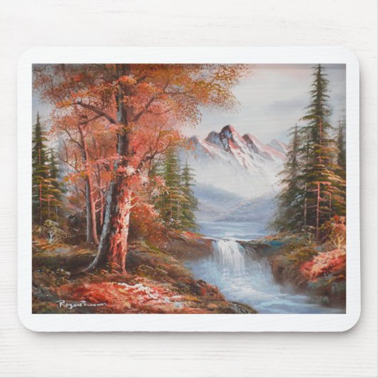 Berge und Wasserfalllandschaft Mousepad (Vorne)