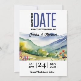 Berge und Wildblume Rustikal Save The Date