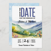 Berge und Wildblume Rustikal Save The Date (Vorne/Hinten)