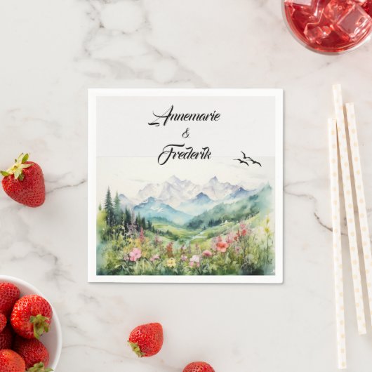 Berge und Wildblume Serviette (Beispiel)