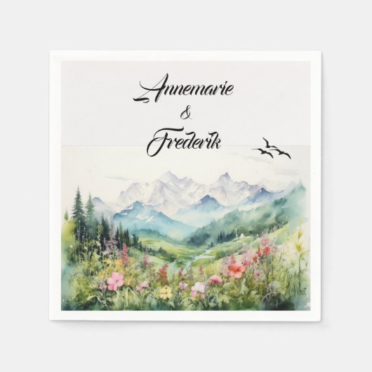 Berge und Wildblume Serviette (Vorderseite)
