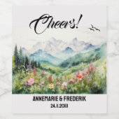 Berge und Wildblume Weinetikett (Einzelnes Label)