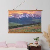 Berge und Wildblumen Druckfarben Wandteppich Mit Holzrahmen (Schlafzimmer)