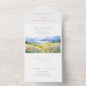 Berge und Wildblumen Landschaft Hochzeit All In One Einladung (Innen Boden)
