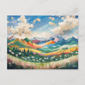 Berge und Wildblumen Malerei Postkarte (Vorderseite)