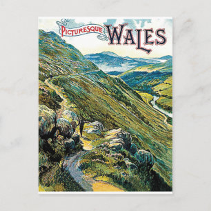 Berge von Wales, Landschaftsansicht, Vintage-Reise Postkarte