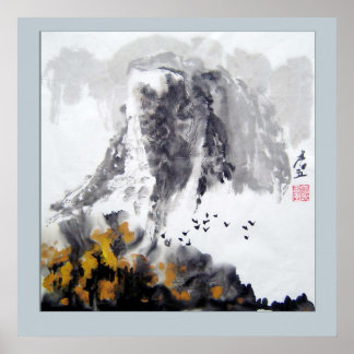 Berge, Wälder und Blume - Chinesische Kunst Poster