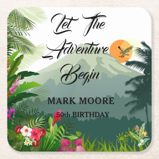 Berge, Wälder und Sonnenuntergänge Rechteckiger Pappuntersetzer (Vorderseite)