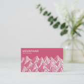 Berge - Weiß und Tief Rosa Visitenkarte (Stehend Vorderseite)