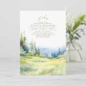 Berge Wildblumen Nature Boho Brautparty Einladung (Stehend Vorderseite)