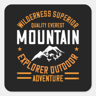Berge - Wilderness Explorer Outdoor Adventure Quadratischer Aufkleber