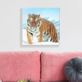 Berge Winterschnee Natur Foto Tiger Leinwand (Insitu (Wohnzimmer))