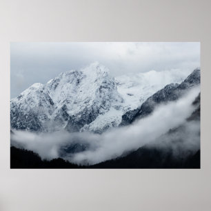 Berge, Wolken und Nebel Poster