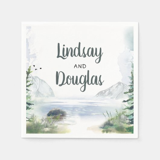 Berge Woodsy Nature Adventure Wedding Serviette (Vorderseite)
