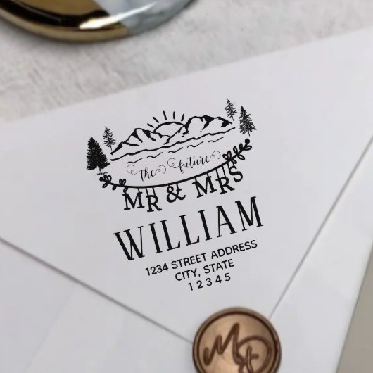 Berge Zukunft Rücksendeadresse Gummistempel