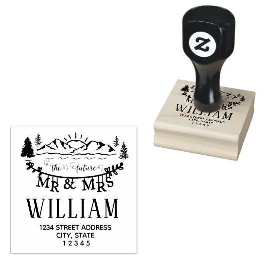 Berge Zukunft Rücksendeadresse Gummistempel (Stempel)