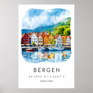 Bergen Aquarell 1 Poster