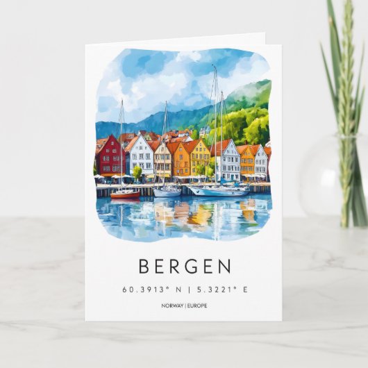 Bergen Aquarell 2 Karte (Vorderseite)