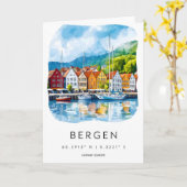 Bergen Aquarell 2 Karte (Gelbe Blume)