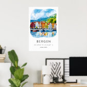 Bergen Aquarell 2 Poster (Heimbüro)