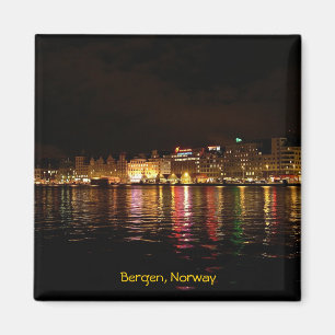 Bergen bei Nacht, Norwegen Reise Magnet