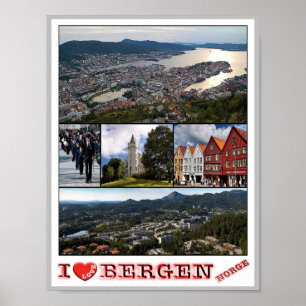 Bergen - Norge - I Liebe - Poster