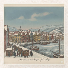 Bergen, Norway Christmas Coaster Glasuntersetzer
